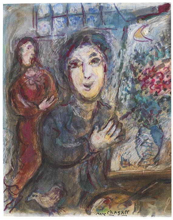 Lot: 377   Chagall, Marc  Le peintre dans son atelier, 1976.  Schätzpreis: 100.000 EUR / 139.000 $