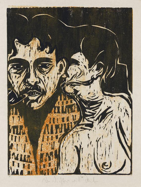 Lot: 313   Kirchner, Ernst Ludwig  Maler und Modell - Dichter und Weib, 1907.  Schätzpreis: 100.000 EUR / 139.000 $