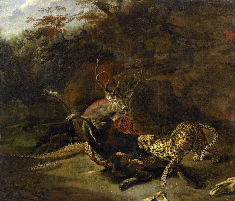 Carl Borromäus Andreas Ruthart Jagdstück mit Leoparden  Öl auf Leinwand | 68 x 82cm  Ergebnis: 70.500 Euro