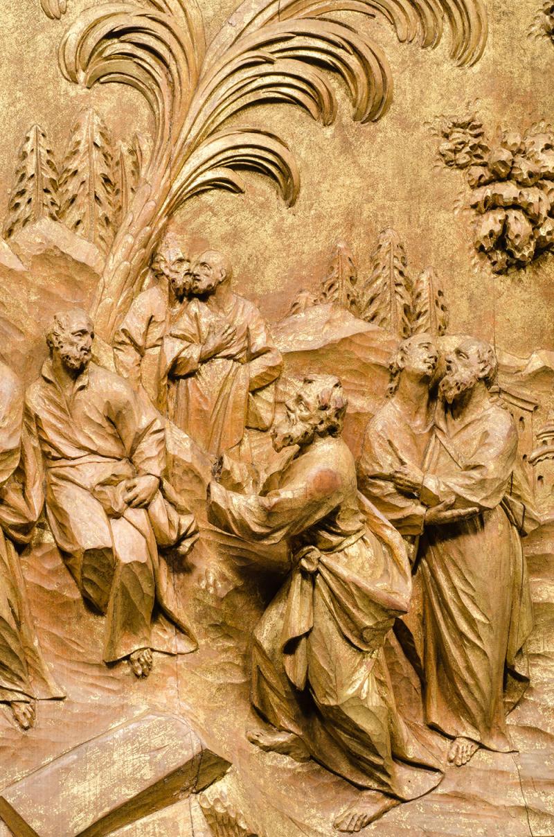 Schlüsselübergabe an Petrus (Detail) aus der Münchner Frauenkirche Roman Anton Boos, München, 1780 Holz, vergoldet © Bayerisches Nationalmuseum