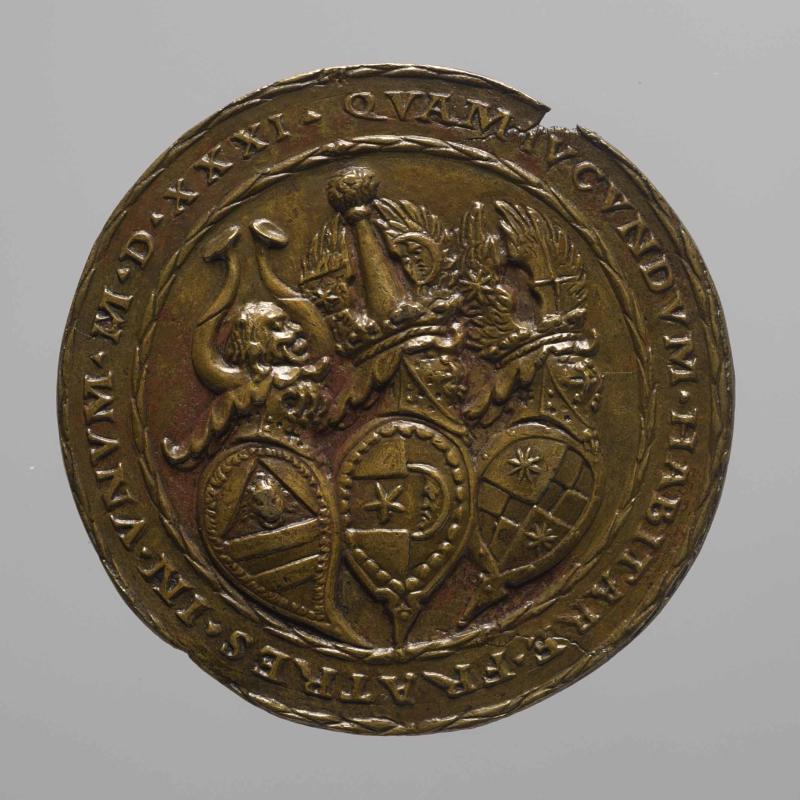 Porträtmedaille auf Heinrich Ribisch (1485–1544), Georg Hermann (1491– 1552) und Konrad Maier (um 1493 – 1565) (253 KB) Matthes Gebel (tätig ab 1523, † 1574 Nürnberg) (Zuschreibung) 1531 Bronze (Guss) Inv.-Nr. 14559bβ © KHM