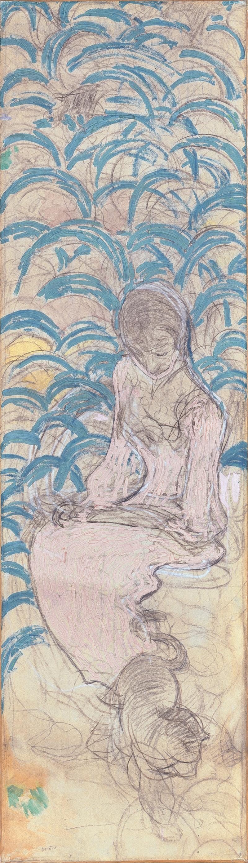 Pierre Bonnard Frauen im Garten, 1890/91 Leimfarben über Kohle, Bleistift und weisse Kreide auf Papier, vierteilig, je 154 x 47 cm Kunsthaus Zürich, Vereinigung Zürcher Kunstfreunde, Geschenk Ernst Gamper, 1984