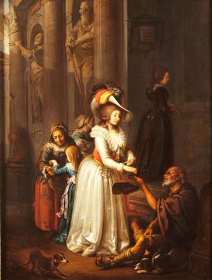 Johann Jakob Dorner d. Ä.: Das Almosen, 1790, Öl auf Holz © Münchner Stadtmuseum