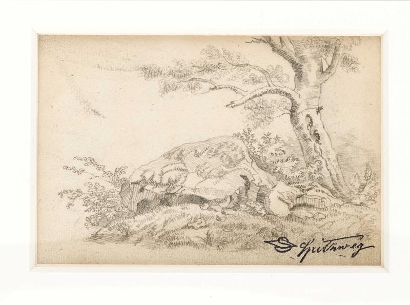 Spitzweg, Carl. 1808 München - 1885 ebenda. Landschaft. Nachlassstempel u.r. S in Raute Spitzweg. Limit: 600,- EUR