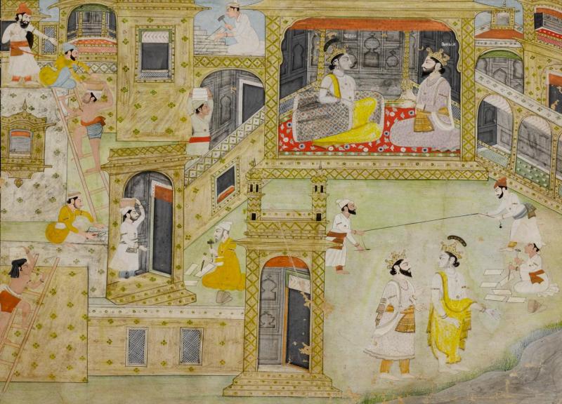 MINIATUR EINER NÄCHTLICHEN JAGDSZENE, Indien, Rajasthan, 19. Jh. 43x66 cm. Verkauft für CHF 20 400