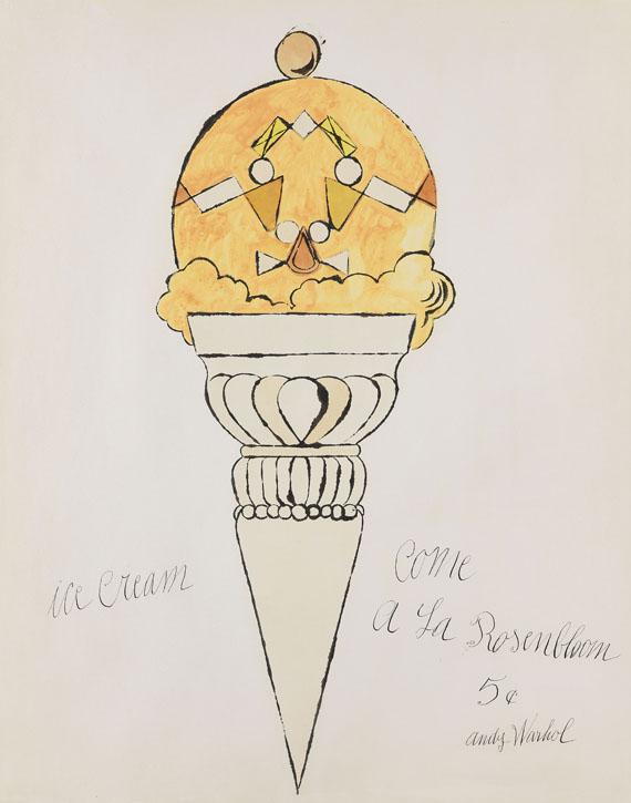 Lot: 775   Warhol, Andy  Ice Cream Cone, Um 1959.  Schätzpreis: 50.000 EUR / 65.500 $