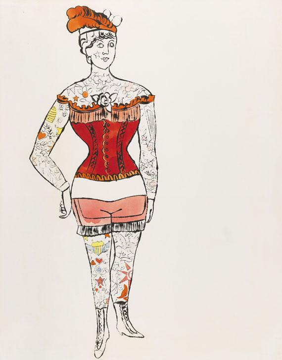 Lot: 760   Warhol, Andy  Tattooed Woman, Um 1955.  Schätzpreis: 35.000 EUR / 45.850 $