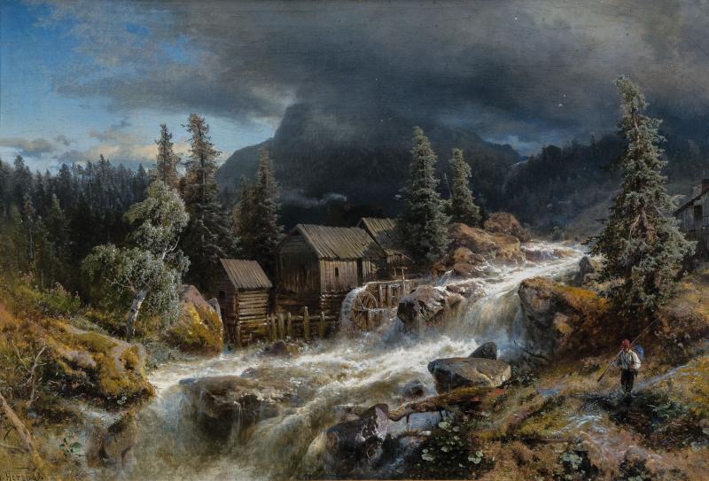 36 - Hermann Ottomar Herzog Norwegische Landschaft mit aufkommendem Gewitter. Katalogpreis: 9.000 - 12.000 €