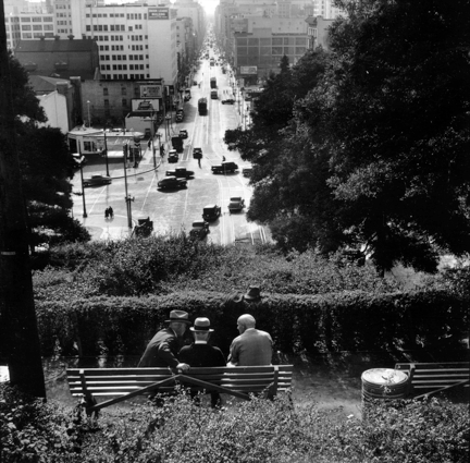 Ansel Adams, Overlooking Hill Street, 1940, Courtesy drkrm