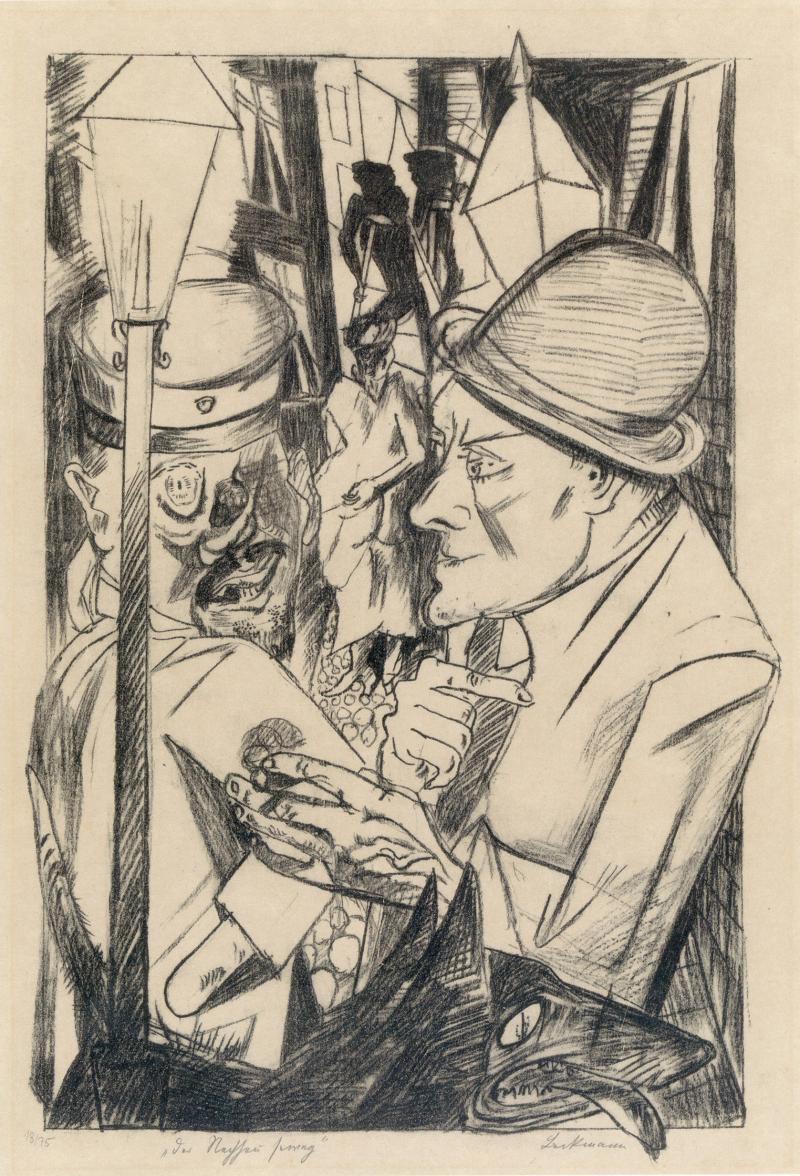 Der Nachhauseweg, 1919 Lithografie, 87 x 61 cm aus: Die Hölle, Blatt 1  Kunsthalle Bremen, Kupferstichkabinett, Kunstverein Bremen © Foto: Karen Blindow