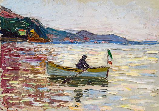 Wassily Kandinsky, Rapallo, Boot im Meer, 1906 Franz Marc Museum, Kochel a. See Erworben mit Hilfe der Ernst von Siemens Kunststiftung,  Kulturstiftung der Länder, Stiftung Etta und Otto Stangl