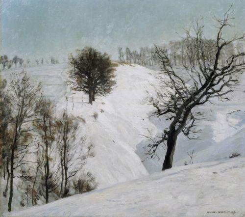 036   Eugen Bracht "Verschneite Felder" ( Wechselburg an der Mulde). 1911. Zuschlag		9000 €