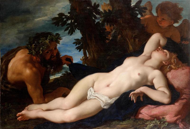 Daniel Seiter (1647-1705) Vénus endormie, dévoilée par un satyre. Circa around 1690. Oil on canvas: H. 114.5 x W. 168.3 cm.   Galerie Mendes