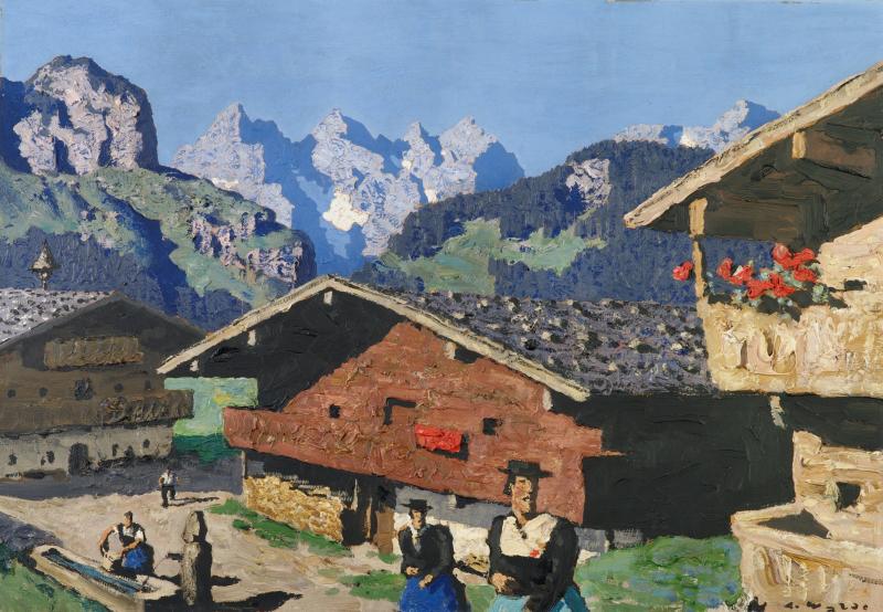 Alfons Walde (Oberndorf in Tirol 1891 - 1958 Kitzbühel) Bergweiler Öl auf Karton 48 x 69 cm rechts unten signiert  Zur Verfügung gestellt von: Antiquitäten Kunsthandel Freller