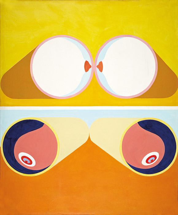 Leopold Ganzer (1929 – 2008) "Das Busenwunder" Acryl auf Leinwand verso Nachlass-Stempel, 1970, WVZ-Nr. 0153 120 x 100 cm (Galerie Szaal)