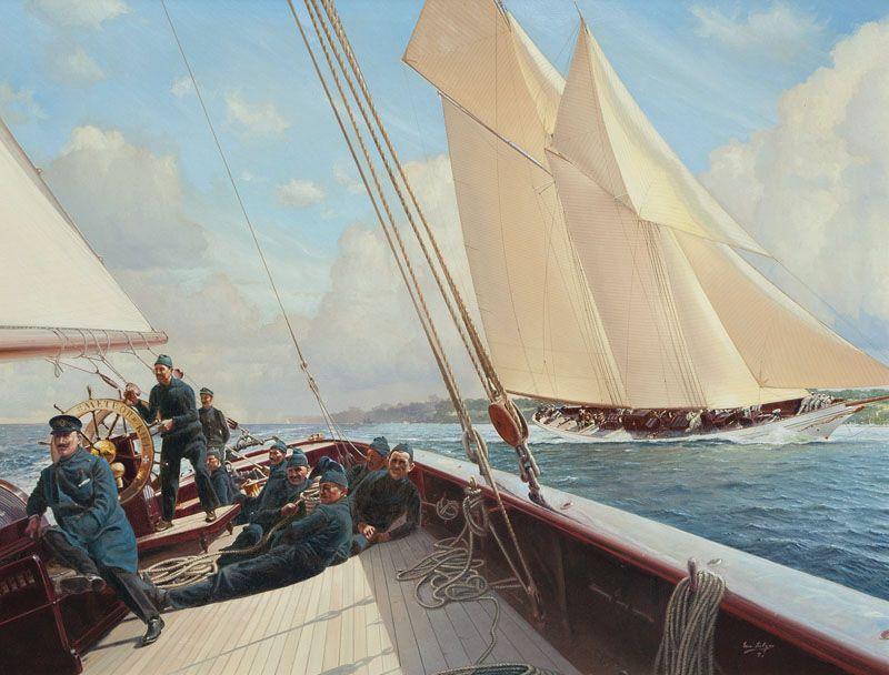 Uwe Lütgen (Hamburg 1944) Regatta - Die kaiserliche Yacht Meteor und die Germania. Limitpreis:	6.000 €