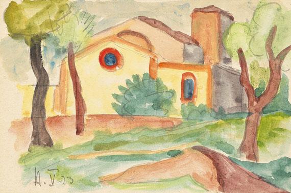 115000104 HERMANN HESSE Tessiner Kirchplatz, 1923. Aquarell Schätzpreis: € 3.500