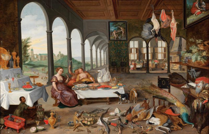 Lot Nr. 67 Jan Brueghel II. (Antwerpen 1601 - 1678)  und Pieter van Avont (Mecheln 1600 - 1652 Antwerpen)  Eine Allegorie des Geschmacks,  Öl auf Holz, 58 x 89,1 cm  erzielter Preis € 224.046