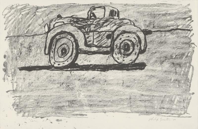 Philip Guston, Car, 1980, Lithographie, 508 x 762 mm, Privatsammlung  Foto: Staatliche Graphische Sammlung München © The Estate of Philip Guston, New York