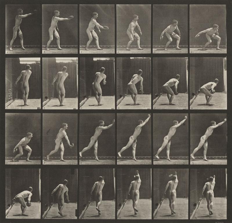 Eadweard Muybridge | Throwing an iron disk, aus “Animal Locomotion”, 1887  Stiftung Ann und Jürgen Wilde, Pinakothek der Moderne München