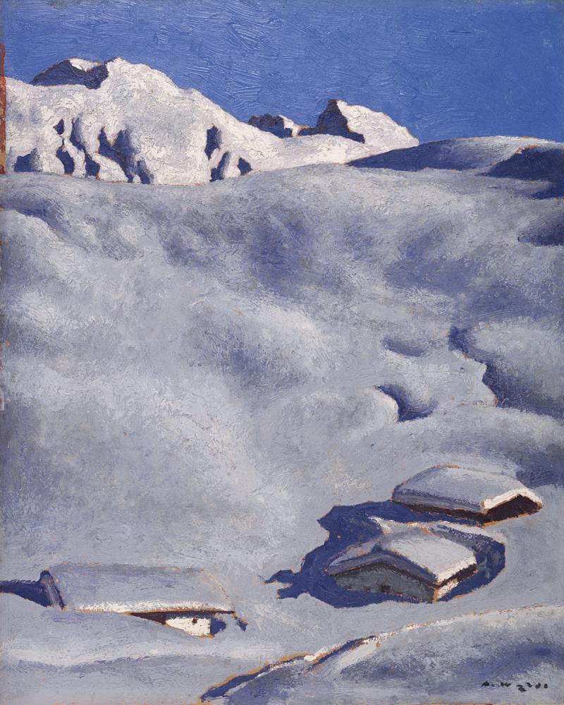 Alfons Walde (1891 - 1958) Almen im Schnee, Öl auf Karton, 57 x 46 cm  Schätzwert € 280.000 - 360.000  Auktion 9. Juni 2015