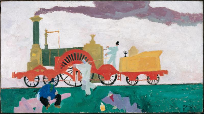 Lyonel Feininger Die Lokomotive mit dem grossen Rad, 1910  Öl auf Leinwand   Dauerleihgabe der Sammlung Batliner