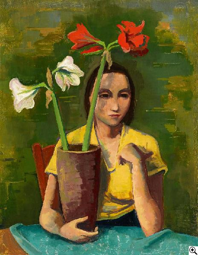 Karl Hofer Mädchen mit Amaryllis Um 1936 Öl auf Pappe 91 x 71cm Ergebnis: 204.800 Euro