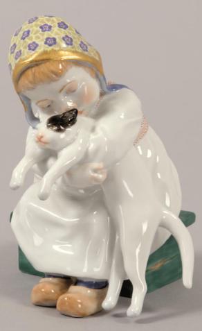 Mädchen m. Katze Porzellan, Meissen, spätes 20.Jh. (Kat.-Nr. 38)