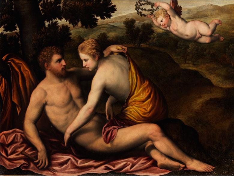 600 Pâris Bordone, 1500 Treviso - 1571 Venedig  LIEBESPAAR MIT LANDSCHAFT (DAPHNIS UND CHLOE MIT CUPIDO) Öl ... » Details  Schätzpreis: € 300.000 - 350.000