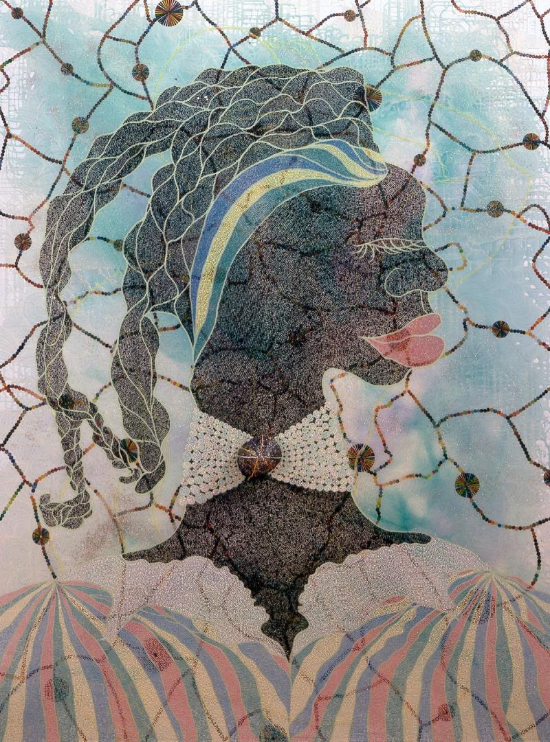 Chris Ofili Dreams 1998 Acryl, Öl, Kunstharz, Dung 243,5 x 183 x 20,5 cm  Fotograf: Nic Tenwiggenhorn, Berlin Courtesy Sammlung Goetz, München