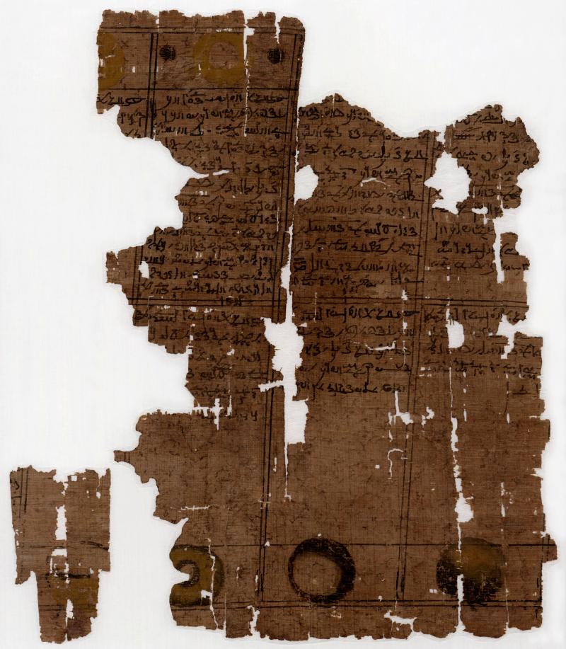 Papyrus über Mond- und Sonnenfinsternisse und Mond-Omen Demotisch, Papyrus Arsinoe ?,  spätes 1. – frühes 3. Jh. n. Chr.