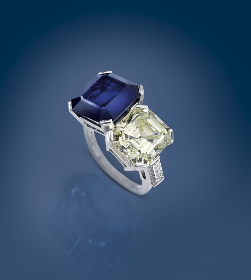 Diamantring mit unbehandeltem Saphir ca. 7,30 ct, Diamant ca. 6 ct € 40.000 - 60.000