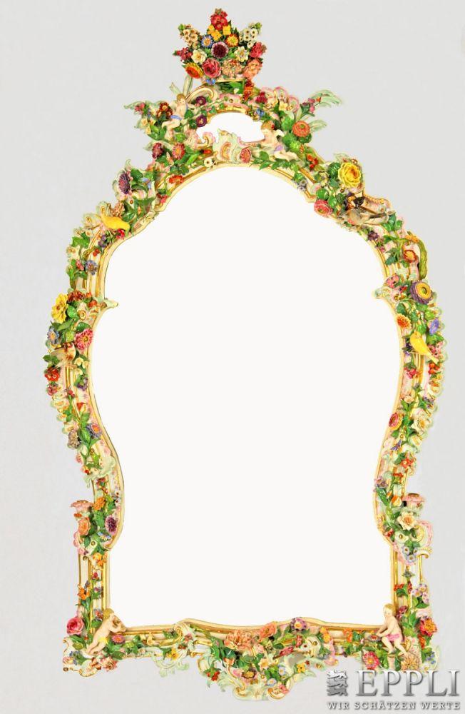 MEISSEN, musealer Prunkspiegel  um 1900/20. Jh., 170x100 cm        Losnummer: 682 Aufrufpreis: 15.000 Euro