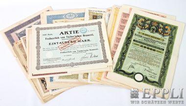 Bayern - Sammlung von 31 Wertpapieren  alle vor 1945 ausgegeben, dabei gesuchte Ausgaben     Aufrufnummer: 705 Aufrufpreis: 960 Euro