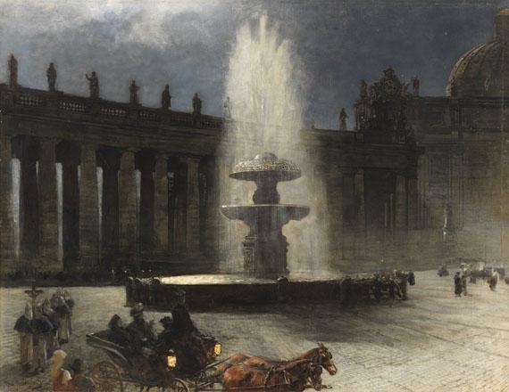 Oswald Achenbach Der Petersplatz bei Vollmond, 1880,Schätzpreis: € 40.000