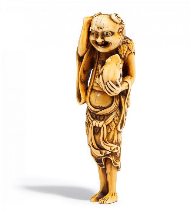 Sennin Gama mit großem Frosch Netsuke Elfenbein 18. Jh. Höhe: 12,6cm Ergebnis: 44.800 Euro