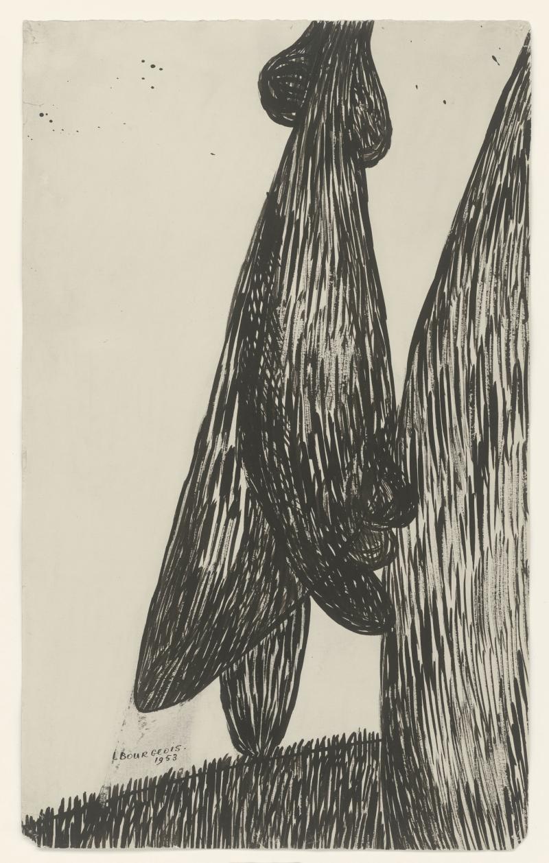 Louise Bourgeois, Ohne Titel, 1949, dat. 1953, Tusche auf Papier, 394 x 241 mm, Staatliche Graphische Sammlung München, Erworben durch PIN. Freunde der Pinakothek der Moderne e.V. 1999  Foto: Staatliche Graphische Sammlung München © The Easton Foundation / VG Bild-Kunst, Bonn 2015