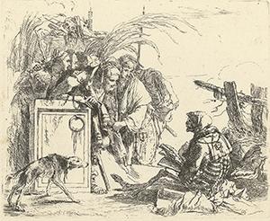 Giovanni Battista Tiepolo (1696 - 1770), Der Tod gibt Audienz, Blatt aus der Folge Vari Capricci, um 1740/41, Radierung, Graphische Sammlung ETH Zürich