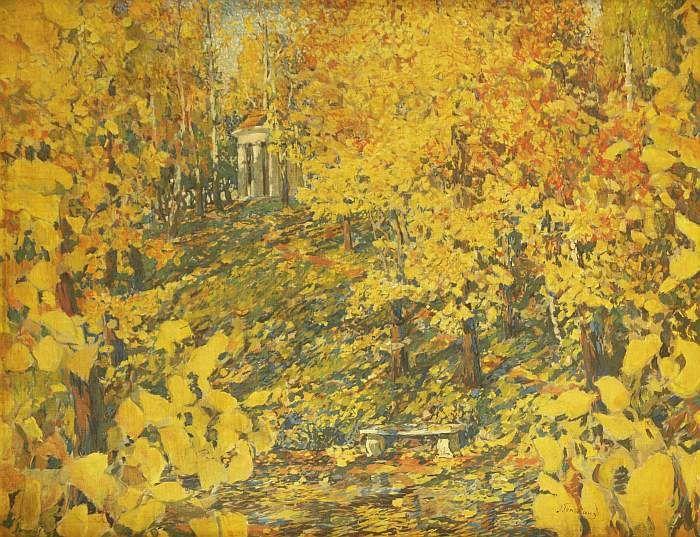 GOLOVIN, Aleksandr Jakovlevic. 1863 Moskau - 1930 Detskoje Selo. Herbstliche Landschaft., Mindestpreis: 	2000 EUR