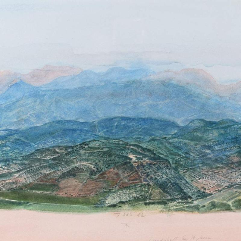 Tübke, Werner (1929 Schönebeck - 2004 Leipzig) Aquarell, "Landschaft bei Mykene", Aufrufpreis:	2.800 EUR