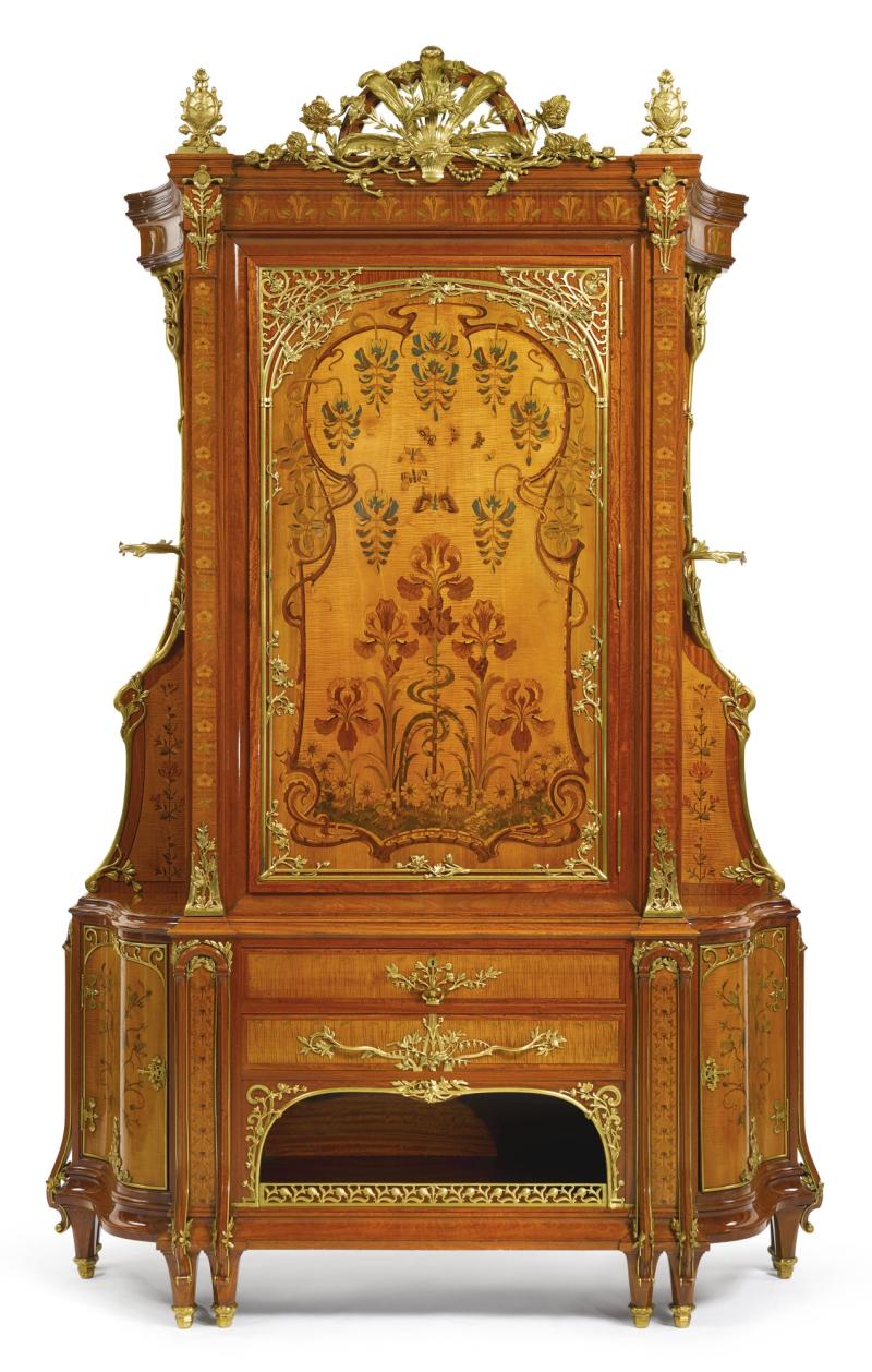 Théodore Millet, A fine and important gilt bronze, satinwood, stained sycamore and fruitwood marquetry armoire Paris, circa 1900  50,000 - 70,000 USD