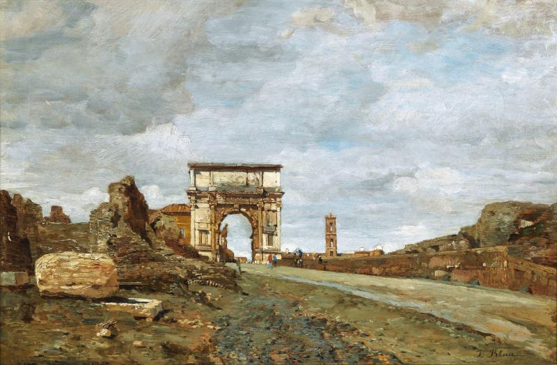 Tina Blau (1845-1916)  Blick auf den "Arco de Tito Vespasiano", 1879,  Öl auf Holz, 28 x 40,5 cm  Schätzwert € 40.000-80.000  Auktion 21. April 2016