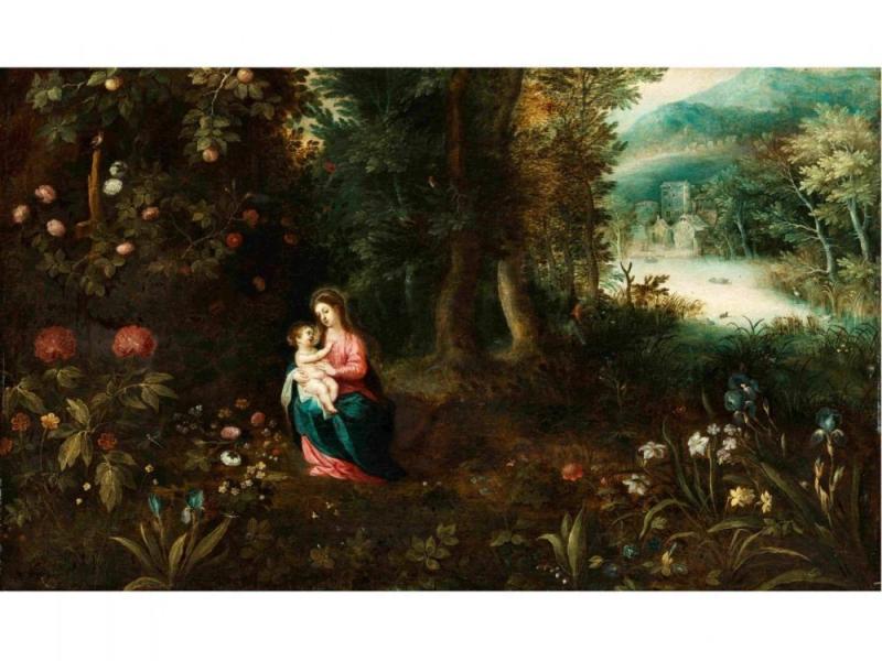 Jan Brueghel d. J., 1601 Antwerpen - 1678 Antwerpen (nächste Seite) LANDSCHAFT MIT MADONNA MIT KIND Öl auf Holz. 47,8 x 28,6 cm. Schätzpreis:	60.000 - 80.000 EUR