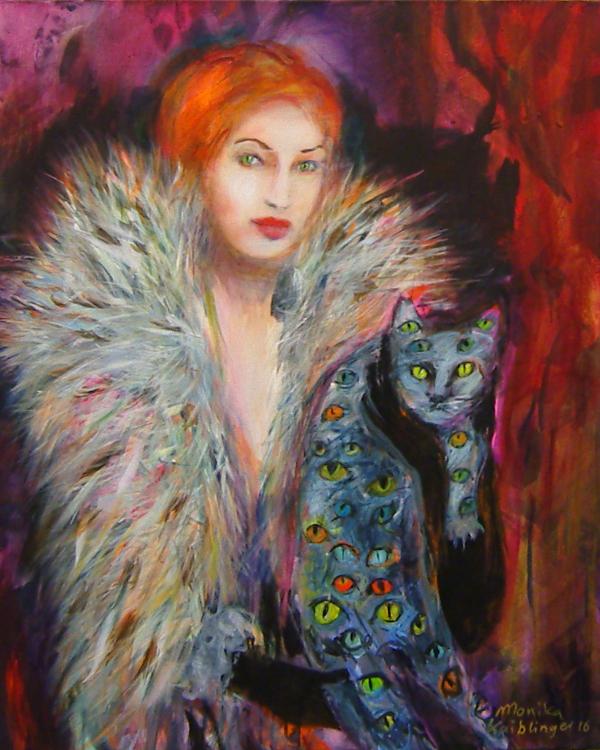 Monika Kaiblinger / The cat / 120 x 100 cm / Acryl auf Leinwand / 2016