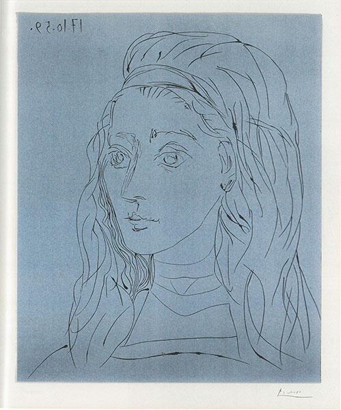 Pablo Picasso, Jacqueline,   Linocut in colors, 1959,  Estimate: 80,000 - 120,000 USD