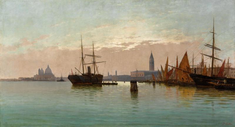 Lot 1120 Pietro Galter (Venedig 1840 - 1901)  Am Eingang des Canal Grande in Venedig,  links die Punta della Dogana mit Santa Maria della Salute und rechts die Piazza San Marco,  Öl auf Leinwand, 79 x 121 cm  erzielter Preis € 112.500  WELTREKORDPREIS