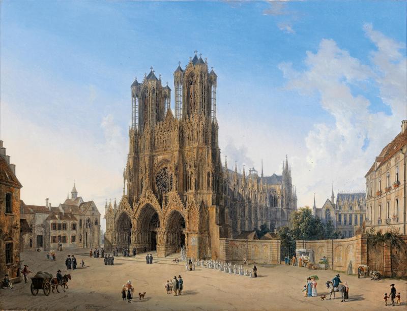 Lot 1181 Domenico Quaglio (Schloss Hohenschwangau bei Füssen 1787 - 1837)  Ansicht der Kathedrale Notre Dame in Reims,  Öl auf Leinwand, 53,7 x 69,5 cm  erzielter Preis € 131.100