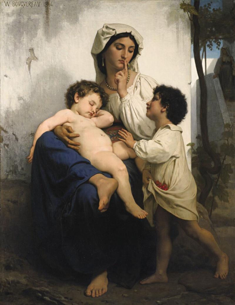 Lot 13 PROPERTY OF A LADY William Bouguereau LE SOMMEIL signed W-BOUGUEREAU and dated 1864 (upper left) oil on canvas 60 1/2 by 47 in.; 153.7 by 119.4 cm Sold for $970,000