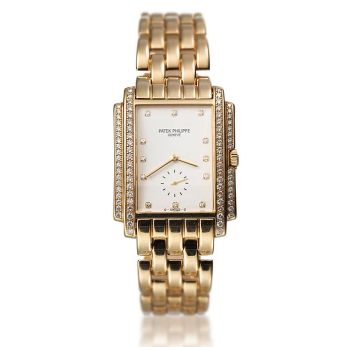 Herrenarmbanduhr mit Brillanten der Marke PATEK PHILIPPE "Gondolo", 18K GG