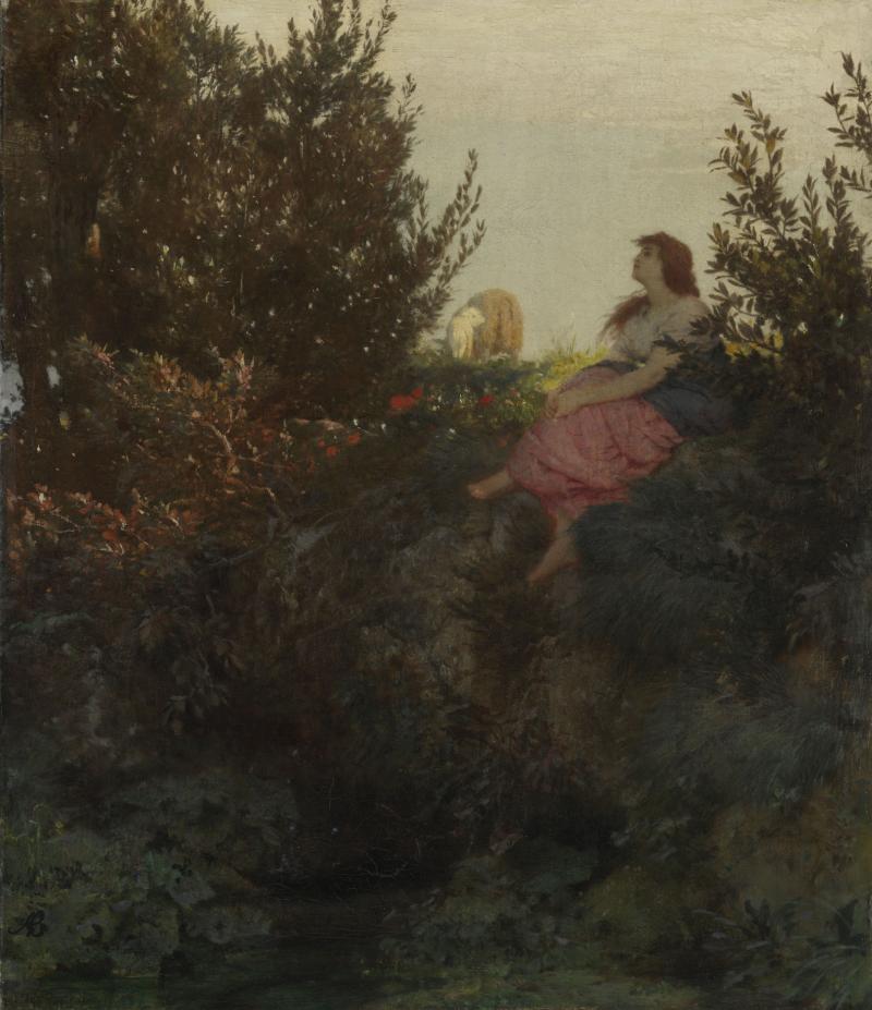 EINE HIRTIN  Arnold Böcklin (1827-1901) Eine Hirtin 1864 Öl auf Leinwand 62,0 x 52,8 cm © Bayerische Staatsgemäldesammlungen München – Sammlung Schack